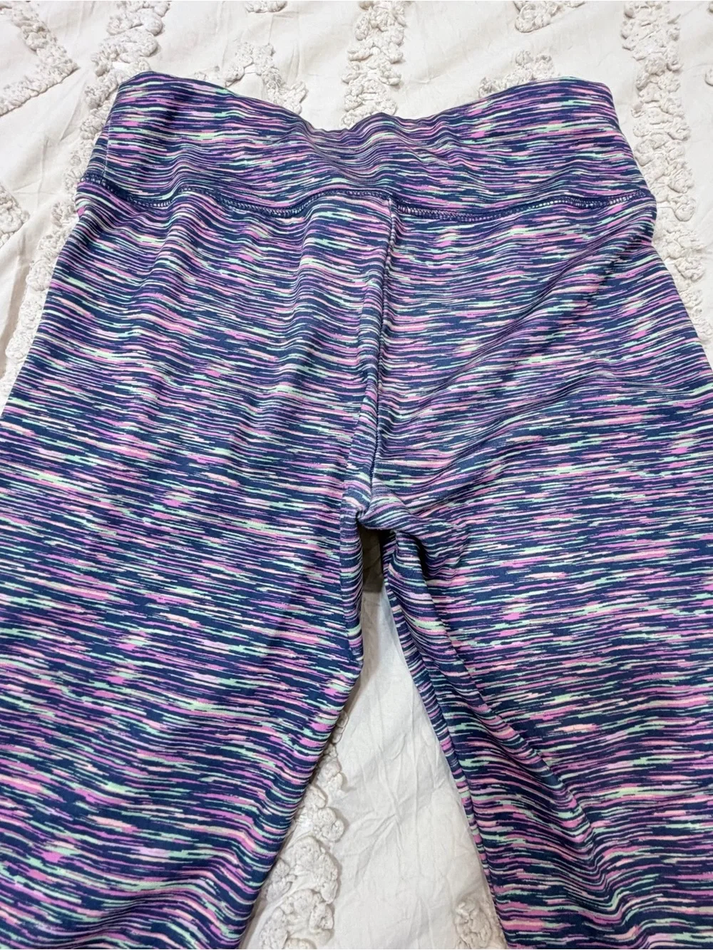 Justice Purple Space-Dye Leggings with Pink & Blue Streaks